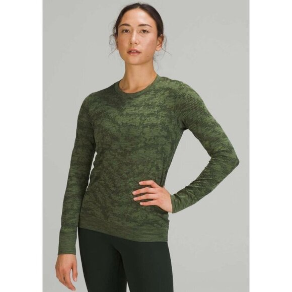 Lululemon Swiftly Breathe Long SleeveDot Scape Rainforest Green / Green Twill-sz - Picture 4 of 7